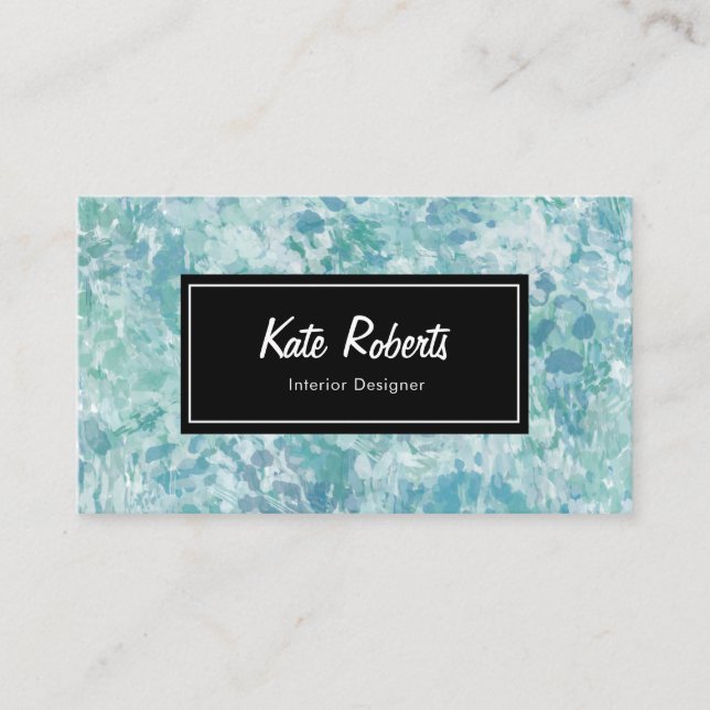 tarjeta de visita Blue Minty Watercolor | creativo (Anverso)