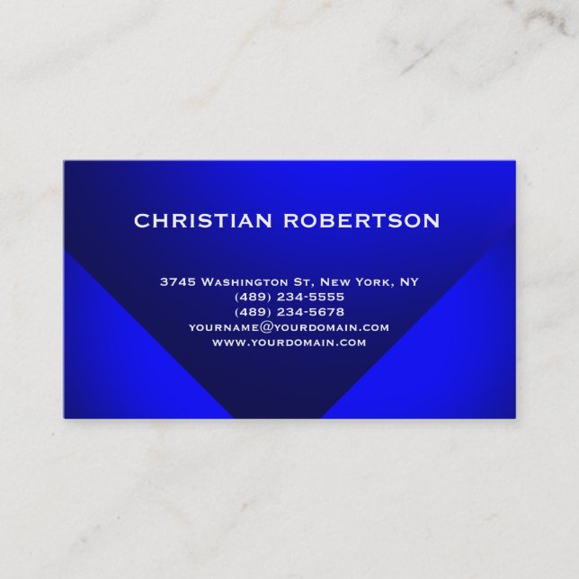 Tarjeta De Visita Blue Modern Simple Plain Business Card (Anverso)