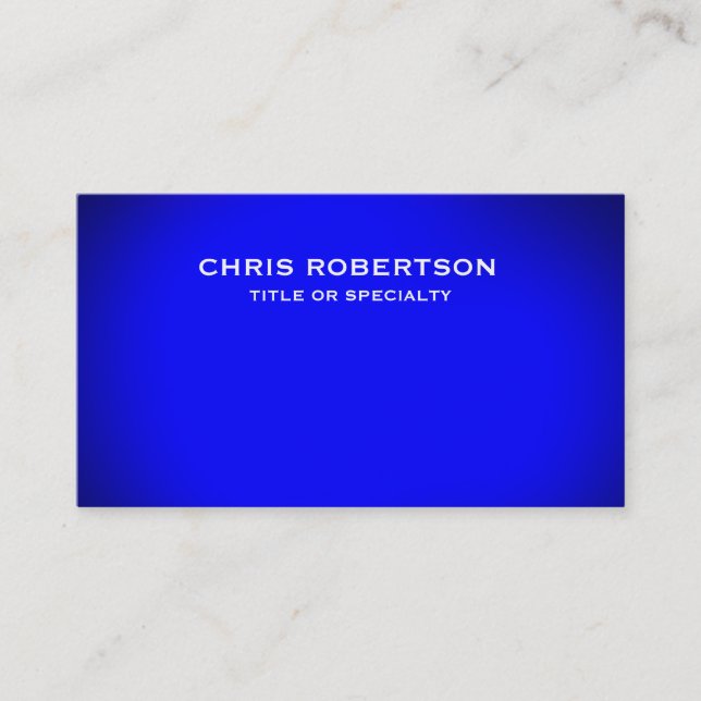 Tarjeta De Visita Blue Modern Simple Plain Business Card (Anverso)