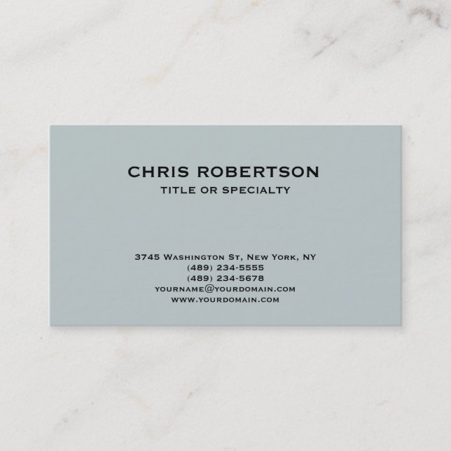 Tarjeta De Visita Blue Modern Simple Plain Business Card (Anverso)