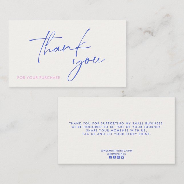 Tarjeta De Visita Blue Modern, social media  icons thank you card  (Anverso / Reverso)
