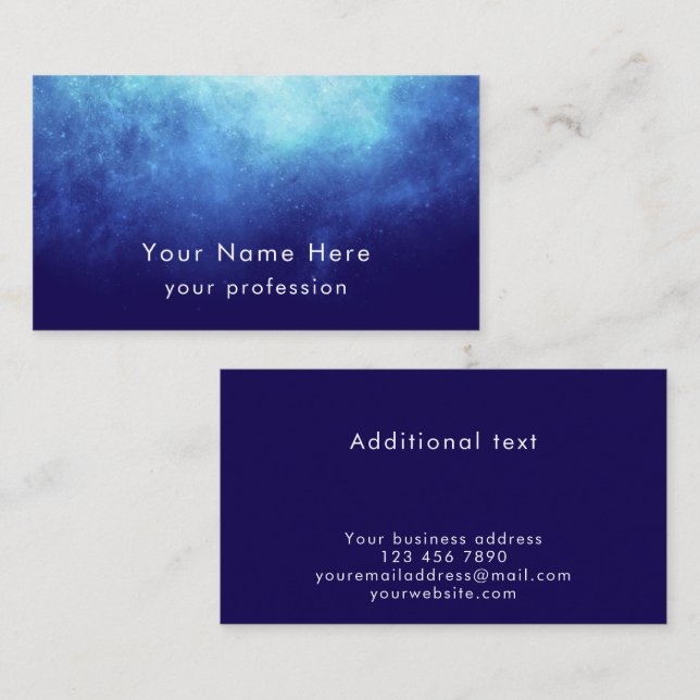 Tarjeta De Visita Blue Nebula Custom Text Cool Modern Professional (Anverso / Reverso)