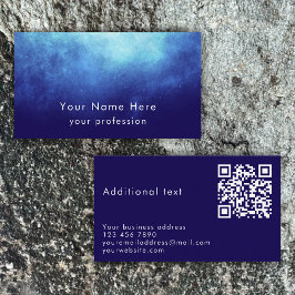 Tarjeta De Visita Blue Nebula Custom Text Cool Modern QR Code