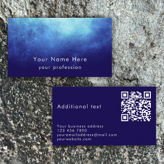 Tarjeta De Visita Blue Nebula Custom Text Cool Modern QR Code
