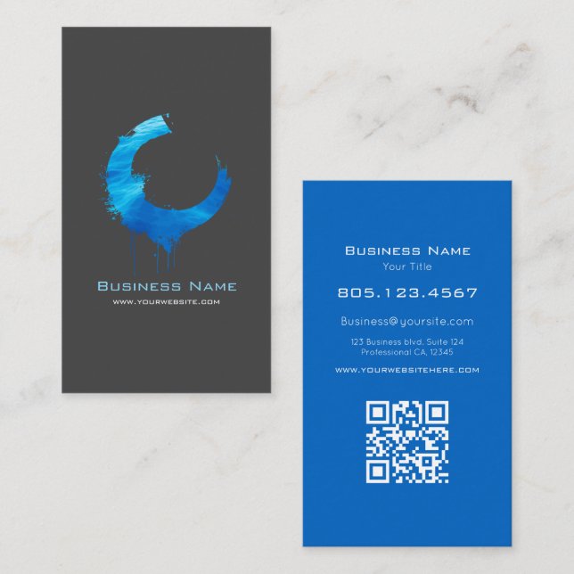 Tarjeta De Visita Blue Ocean Swirl • Custom Editable Modern Card (Anverso / Reverso)