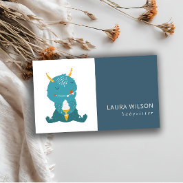 TARJETA DE VISITA BLUE OCHRE CUTE SANDI LITTLE MOSTER ICECREAM NANNY