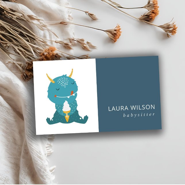 TARJETA DE VISITA BLUE OCHRE CUTE SANDI LITTLE MOSTER ICECREAM NANNY (Subido por el creador)