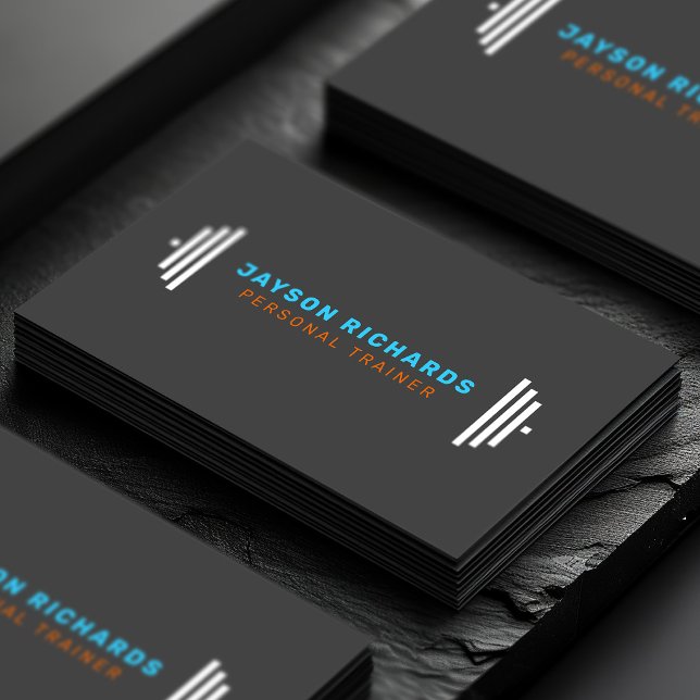 Tarjeta De Visita Blue/Orange Bold Barbell Personal Trainer Simple (Subido por el creador)