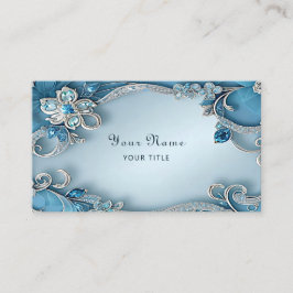 Tarjeta De Visita Blue Ornate Floral Business Card