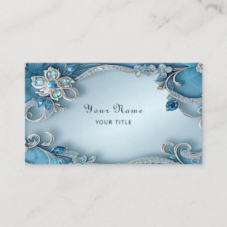Tarjeta De Visita Blue Ornate Floral Business Card