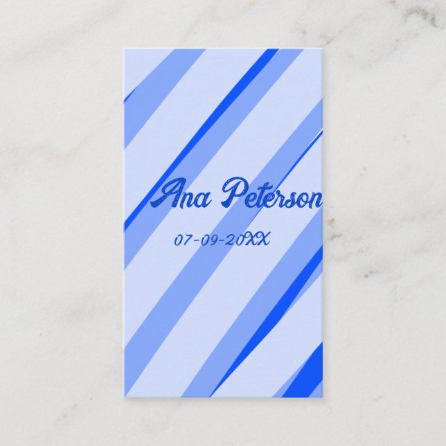Tarjeta De Visita Blue pastel add name date boho retro lines pattern (Anverso)