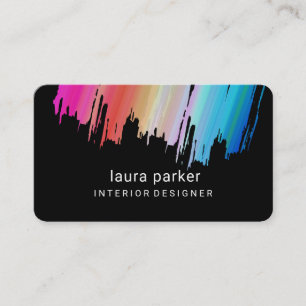 Tarjeta De Visita Blue Pink Watercolor Splatter Resumen moderno