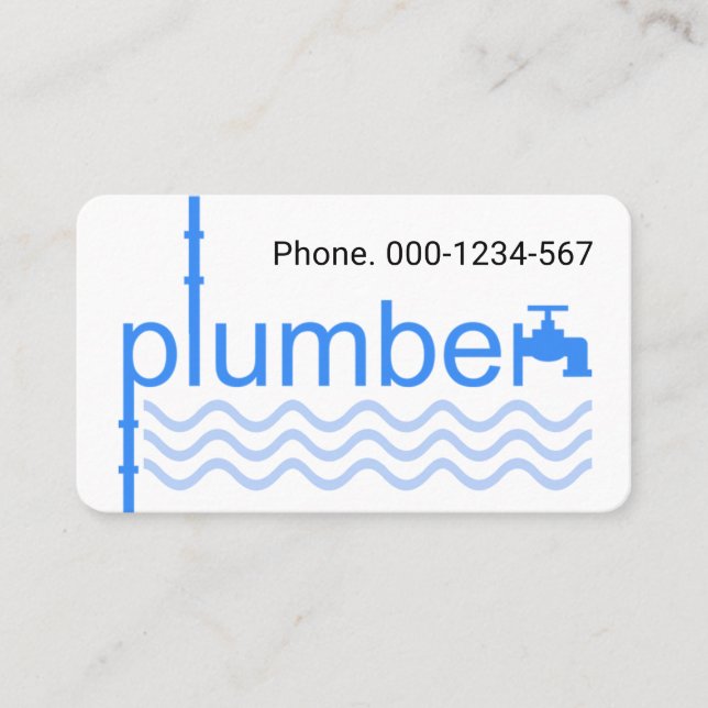 Tarjeta De Visita Blue Plumber Faucet Pipe On Blue Wave (Anverso)