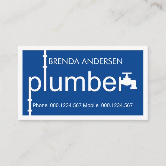 Tarjeta De Visita Blue Plumber Pipeline Plumbing Works (Anverso)