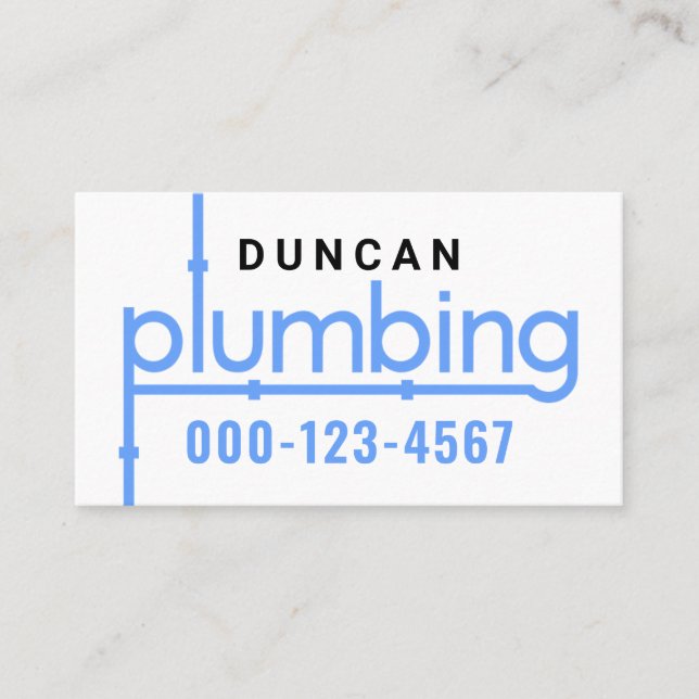 Tarjeta De Visita Blue Plumbing Pipeline Plumber (Anverso)
