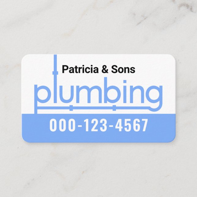 Tarjeta De Visita Blue Plumbing Pipes Signage Plumber (Anverso)