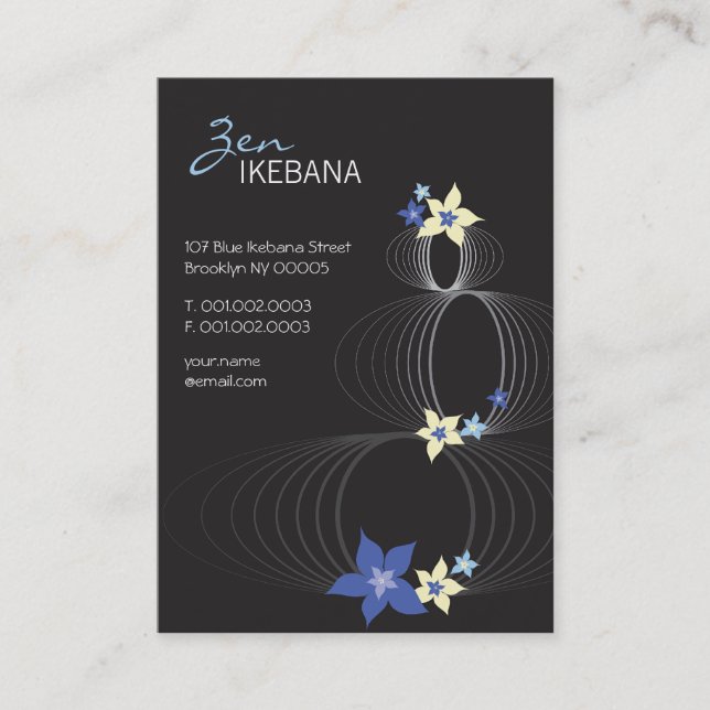 Tarjeta De Visita Blue Plumeria Frangipani Moda de flores Ikebana Ze (Anverso)