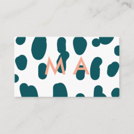 Tarjeta De Visita Blue polkadot orange pastel monogram man letter pa