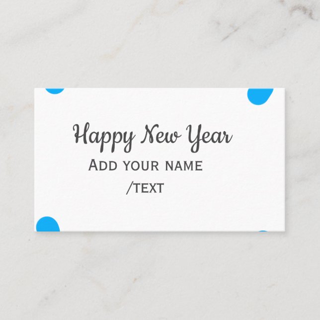 Tarjeta De Visita Blue polkadots happy new year add name messasimple (Anverso)