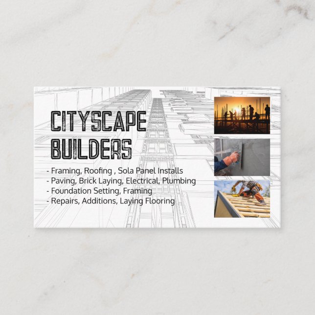 Tarjeta De Visita Blue Prints | Construction Contractors (Anverso)