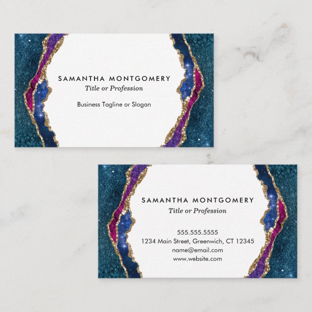 Tarjeta De Visita Blue Purple Red Gold Veins Agly Professional (Anverso / Reverso)