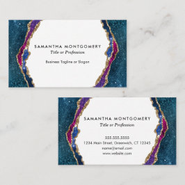 Tarjeta De Visita Blue Purple Red Gold Veins Agly Professional