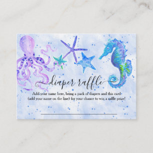 Tarjeta De Visita Blue Purple Seahors Octopus Starfish Seaside Baby