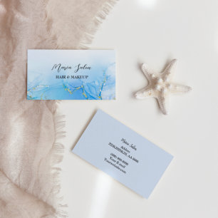 Tarjeta de visita Blue purpurina Gold Watercolor