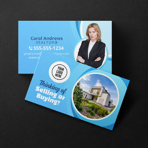 Tarjeta De Visita Blue Real Estate Market Report Realtor & Broker