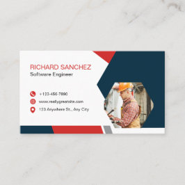 Tarjeta De Visita Blue Red Modern Custom  