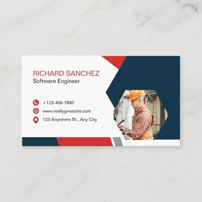 Tarjeta De Visita Blue Red Modern Custom   (Anverso)