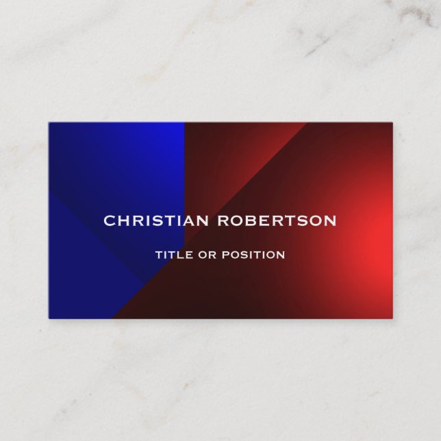Tarjeta De Visita Blue Red Modern Simple Plain Business Card (Anverso)