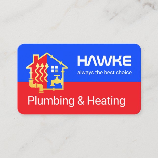Tarjeta De Visita Blue Red Plumbing Heating Pipe Frame (Anverso)