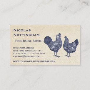 Tarjeta De Visita Blue Rooster y Hen Wyandottes Chicken Farm