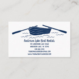 Tarjeta De Visita Blue Rowboat, Alquiler de barcos, tema del lago
