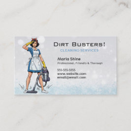 Tarjeta De Visita Blue Salut Dirt Busters Limpieza del servicio Lady