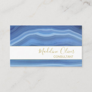Tarjeta De Visita Blue Sapphire Elegant Agate Typografía moderna