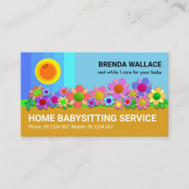 Tarjeta De Visita Blue Skies Happy Sun Colorful Flowers canguro