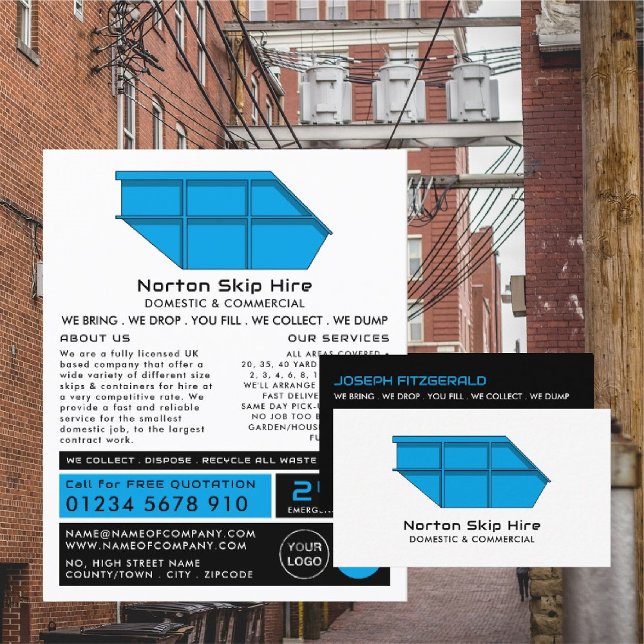Tarjeta De Visita Blue Skip, Skip/Dumpster Company (Subido por el creador)