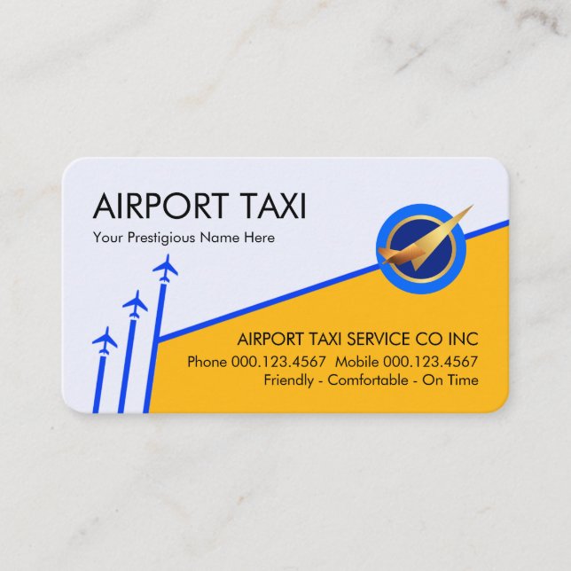 Tarjeta De Visita Blue Sky Arrows Yellow Airport Plane Runway (Anverso)