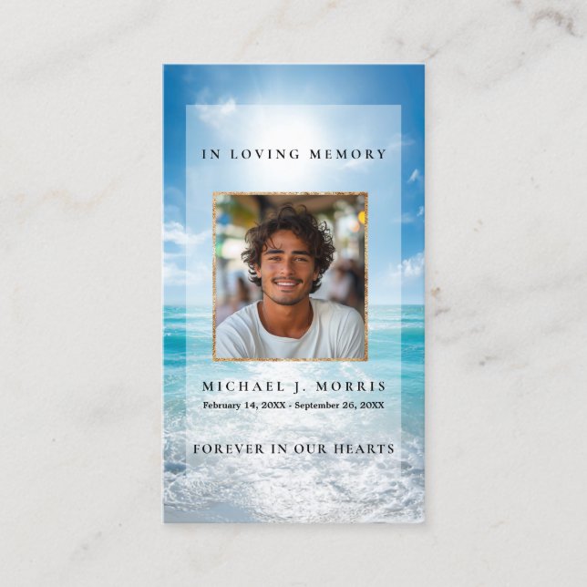 Tarjeta De Visita Blue Sky Funeral Prayer Card  (Anverso)