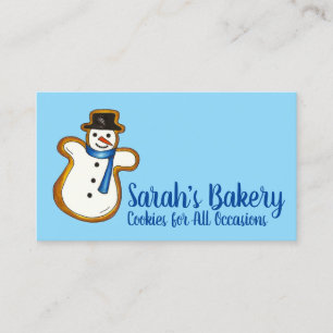 Tarjeta De Visita Blue Snowman Sugar Cookie Bakery Pastry Chef Food