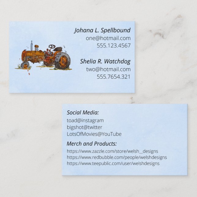 Tarjeta De Visita Blue Social introduction calling card-tractor (Anverso / Reverso)