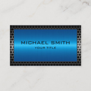 Tarjeta De Visita Blue Stainless Steel Moderno Borde Metalizado