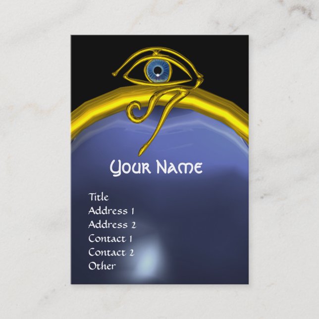 TARJETA DE VISITA BLUE TALISMAN GOLD HORUS OYE TOPAZ GEM MONOGRAM (Anverso)