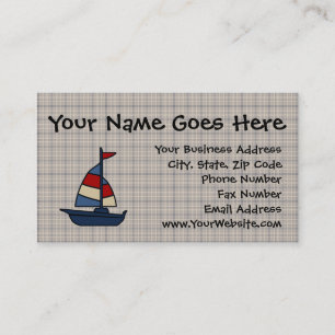 Tarjeta De Visita Blue/Tan Boy's de velero náutico personalizado