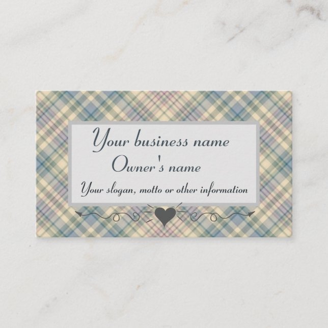 Tarjeta De Visita Blue Tartan Plaid (Anverso)