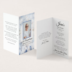 Tarjeta De Visita Blue Tint Carnation Floral Funeral Memorial Praori