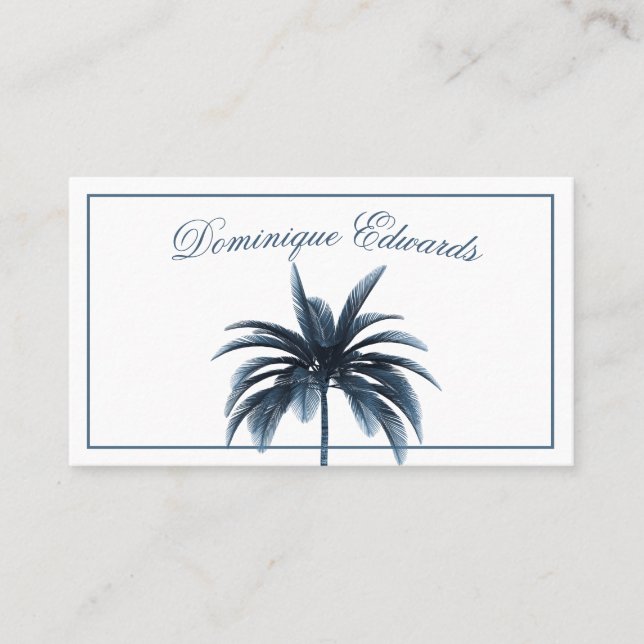 Tarjeta De Visita Blue Tropical Palm Tree Profesional (Anverso)
