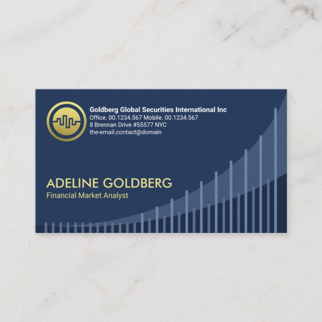 Tarjeta De Visita Blue Upper Trends Stock Market Graph Financial (Anverso)
